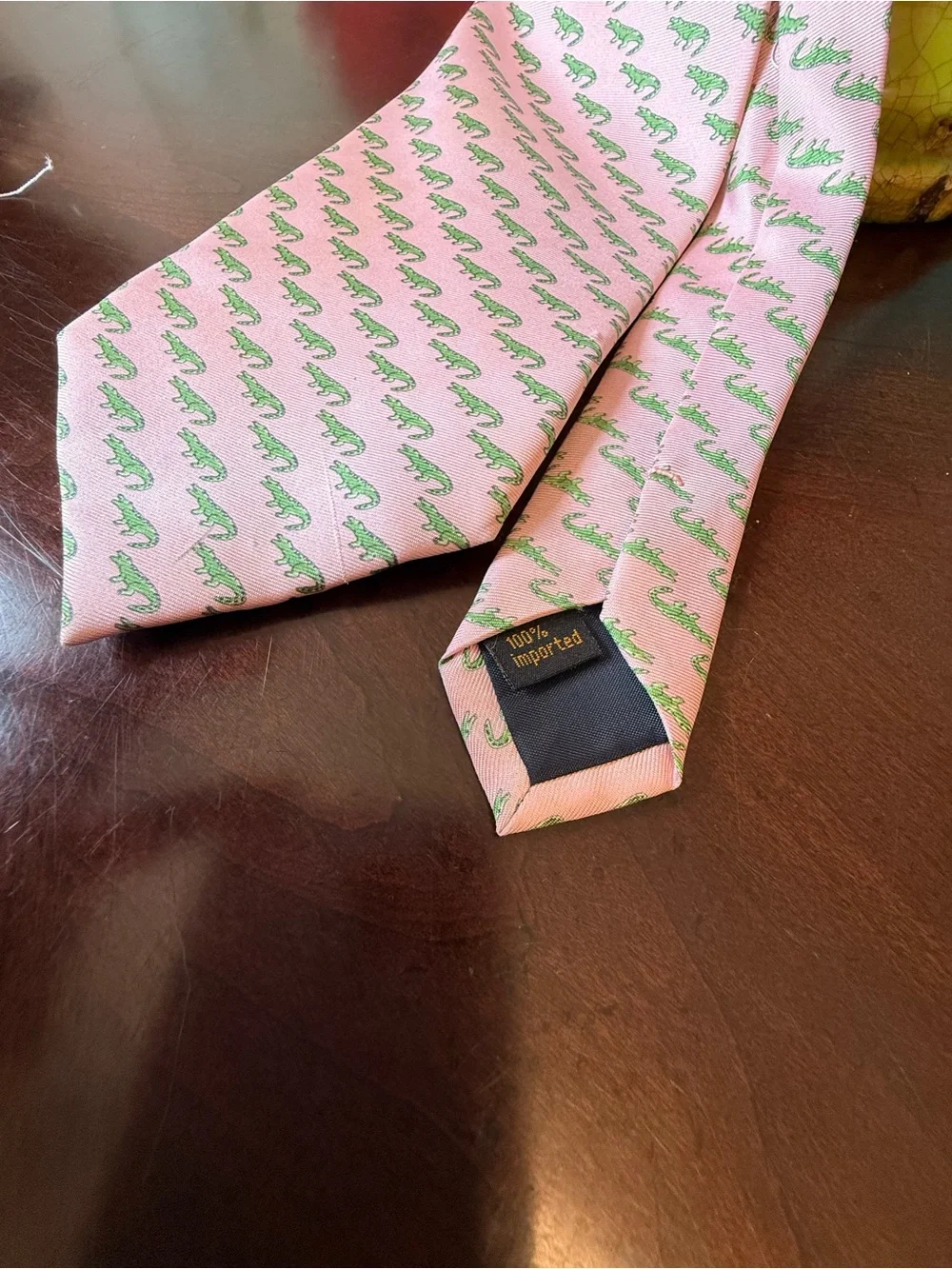 Pelican Coast Neckwear Men’s Pointed Tie Pink Blue Green Alligators Coastal Prep
